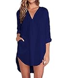 ZANZEA Women's Chiffon Sheer One pocket V-neck Long Sleeve Shirts Blouses Tops