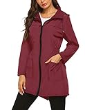 Besshopie Rain Jacket Women Lightweight Packable Waterproof Hooded Long Raincoat Outdoor S-XXL