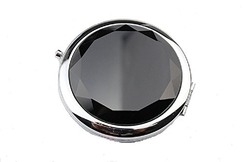 MELADYÂ®Mini Portable Makeup Crystal Metal Double Sides Foldable Mirrors (Black)