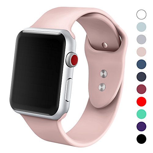 Yimzen Soft Silicone Sport iWatch Band Strap for Apple Watch Series 3 2 1 Sport and Edition, 38mm, Small/Medium, Pink Sand - Thumbnail 6