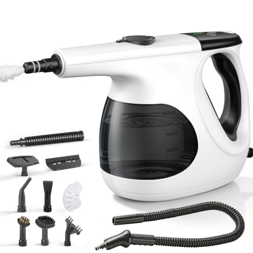 JBER Nettoyeur Vapeur Portable, Chauffage Instantané en 3 Secondes, 400ML | 110℃ Nettoyeur Vapeur à Main pour un Nettoyage Efficace, 1200W Steam Cleaner pour Cuisine, Fenêtre, Salle de Bain et Voiture