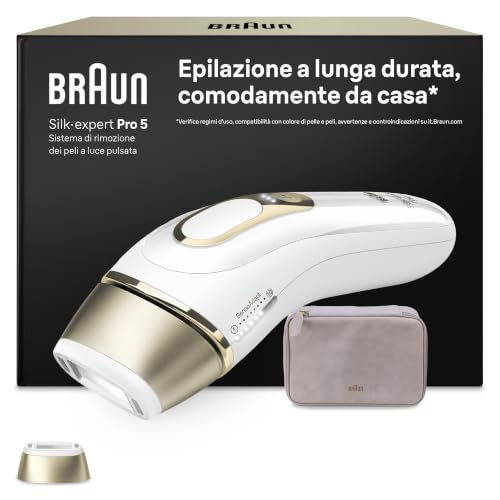 Braun Silk·expert Pro 5, Epilatore Luce Pulsata Smart, Epilazione Laser Peli Donna A Casa, Riduzione Permanente Dei Peli, Con 1 Testina E Custodia, PL5100