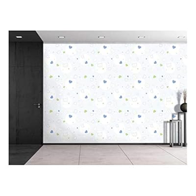 Large Wall Mural - Seamless Cat and Heart Pattern | Self-Adhesive Vinyl Wallpaper/Removable Modern Decorating Wall Art - 100