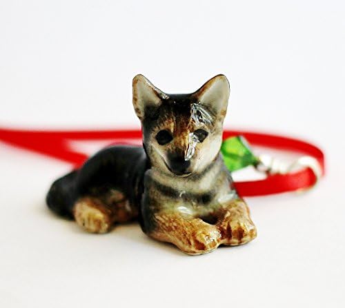German Shepherd Christmas Ornament Dog K-9 Small Porcelain Animal Charm