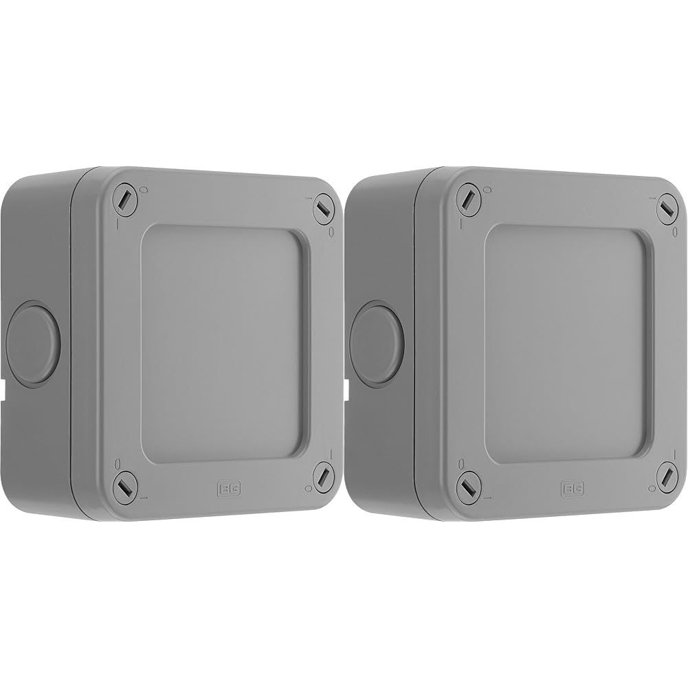Masterplug WPJB Outdoor Weatherproof Junction Box, 5 Pole Terminal Block, IP66 Rated, Grey (Pack of 2)