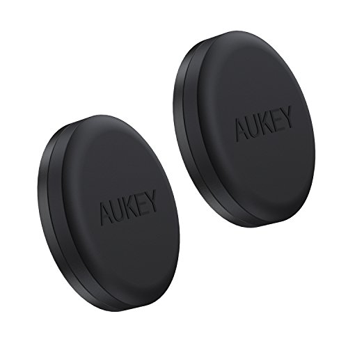 AUKEY Car Phone Mount, Stick-On Dashboard Ultra Slim Flat Magnetic Phone Holder for iPhone 7, 6, 6S, Plus, Samsung and other Cell Phones (2 Pack)