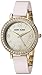 Anne Klein Women's Premium Crystal Accented Gold-Tone and Light Pink Ceramic Bangle Watch