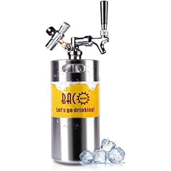 BACOENG 128 Ounce Pressurized Keg Growler, Kegerator for Home Brew Beer with Updated CO2 Regulator