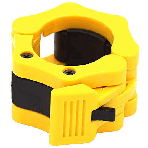 Strainho Olympic Weight Bar Clips - 2 inch Barbell Collars - Quick Release Olympic Barbell Clamp for Weightlifting, Olympic Lifts and Strength Training (Yellow)