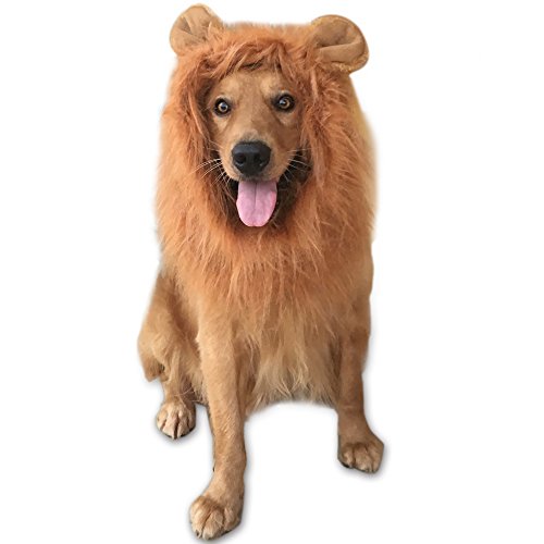 Lion Mane for Dog Costume, Realistic Funny Lion Wig for Medium to Large