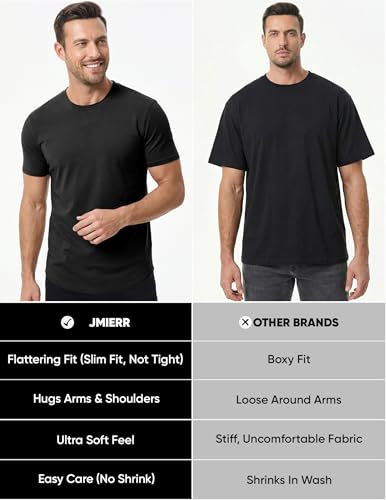JMIERR Mens T Shirts Cotton Short Sleeve T-Shirts Classic Crewneck Hipster Hip Hop Longline Shirt 1 or 3 Pack