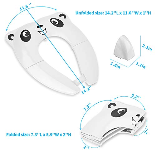 Portable Potty Training Seat, Upgrade Folding Non-Slip Travel Potty Seat for Toddler with Splash Guard, Famard Foldable Toilet Training Seat Cover with Carry Bag-White