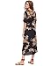 Milumia Women's Boho Deep V Neck Floral Chiffon Wrap Split Long Dress Black XL