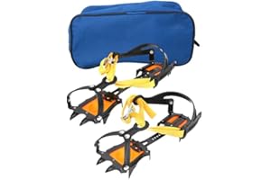 Professional Climbing Ski crampons,10 Teeth Stainless Steel Snow Grips Crampons Traction Spikes，Anti-Slip Ice Crampons Mounta