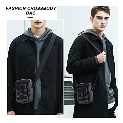 PAUBACK Grey Small Crossbody Bag for Mens, Mini Messenger Bag - Main Image