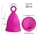Peachlife Ring Menstrual Cup with Loop Pull Tab Handle - Silicone Reusable for 10 Years - Medium Size, Medium Firm Peachcup