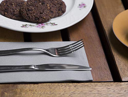 Moyes Home Feel-Linen Air Laid Guest Napkins-Folded Size is 8x4 inches,Durable Cloth-Like-Pack of 50 Disposable Like Soft & Comfortable Perfect Dinner Napkins for Kitchen,Parties,Weddings (Grey)