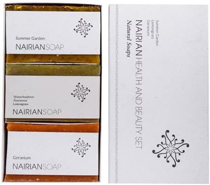 Nairian Soap Gift Set - Summer Garden, Geranium and Lemongrass Scented Bar Soaps (3 Bars, 120gm Each); Luxury Handmade Hand and Body Soap w/All-Natural Ingredients for Men and Women