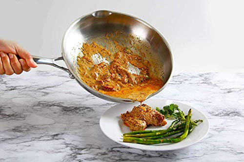 AVACRAFT-1810-Stainless-Steel-Frying-Pan-with-Lid-and-Side-Spouts-Induction-Compatible-Stainless-Steel-Skillet-Frying-Pan-with-Lid-Tri-Ply-Capsule-Bottom-10-Inch