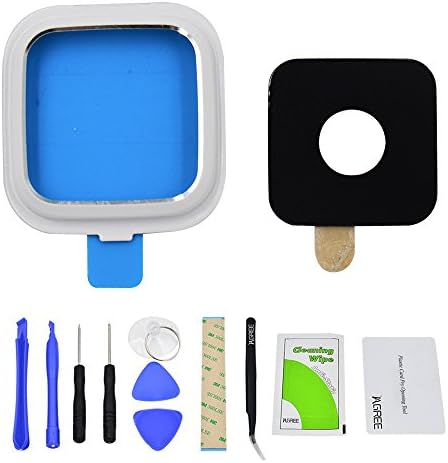 IAGREE Rear Camera Glass for Samsung Galaxy Note 4 N910 N910a N910t Camera Lens Replacement Part with Repair Tools Kits (Silver with Frame)