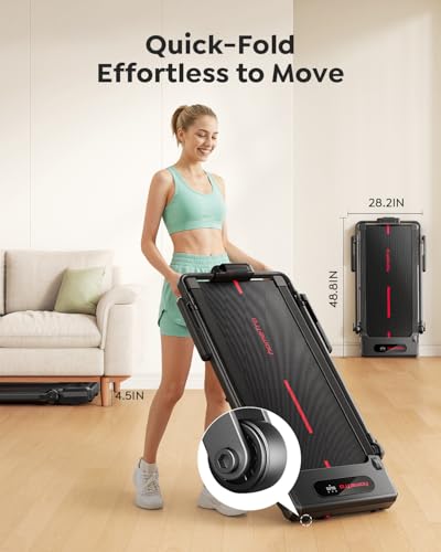 HomeTro Folding Treadmill with 7% Incline, 2-in-1 Walking Pad and Under Desk Treadmill for Home Office, Adjustable Handrail & Detachable Desk Board, Quiet 3.0 HP Motor, App & Remote Control