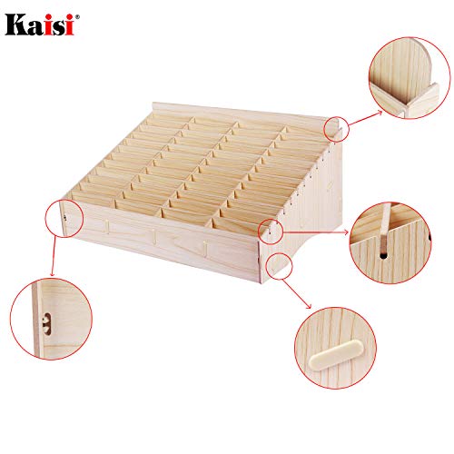 Kaisi 48 Grid Wooden Desktop Storage Box Mobile Phone Management Storage Box Creative Desktop Office Meeting Finishing Grid Multi Cell Phone Rack Display (48)