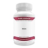 Pure Science Iron (as Ferrous Sulfate) 65mg  Essential Iron Supplement for Women and Men, Combats Iron Deficiency Anemia, Promotes Brain Function and Hemoglobin Formation - 50 Vegetarian Capsules