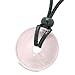 BestAmulets Amulet Lucky Coin Shaped Donut Rose Quartz Charm Magic and Protection Powers Necklace