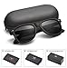 LUENX Mens Polarized Sunglasses for Womens UV 400 Protection Black Lens Matte Black Frame 54MM with Case