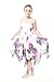 Girl Gypsy Uneven Button Hawaiian Luau Dress in White with Pink and Purple Floral