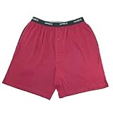 Hanes Mens Jersey Knit Cotton Exposed Waistband Red Sleep Shorts