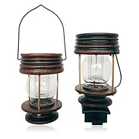 BABALI 2 Pack Solar Lantern Lights Solar Mission Lantern Retro Hanging Solar Lights with Handle Vintage Solar Powered Waterproof Outdoor Hanging Lanterns Decorative Lights for Garden