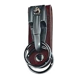 Liangery Belt Keychains Leather Key Holder Chains with Stainless Steel Double Rings for Men