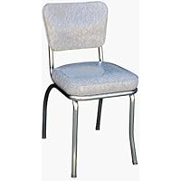 Richardson Seating Cracked Ice Retro Chrome Kitchen Chair with 2" Box Seat, Grey