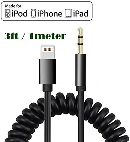 Lightning to 3.5 mm Headphone Jack Adapter for iPhone 7/7 Plus,Coopsion iphone 7 Earphone Aux Audio Stereo Spring Cable 1 Meter Black