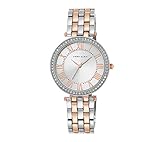 Anne Klein Women's Crystal Bezel Rose Goldtone And Silvertone Bracelet Watch