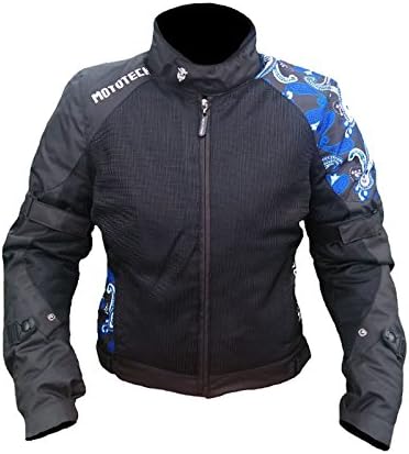MOTOTECH Scrambler Air Women's Motorcycle Jacket (Black + Blue, 3XL)