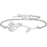 Jude Jewelers Stainless Steel Rose Flower Style Wedding Party Holiday Strand Bracelet
