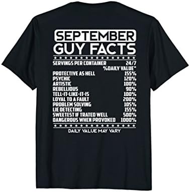 Mens September Guy Facts T Shirt XL Black