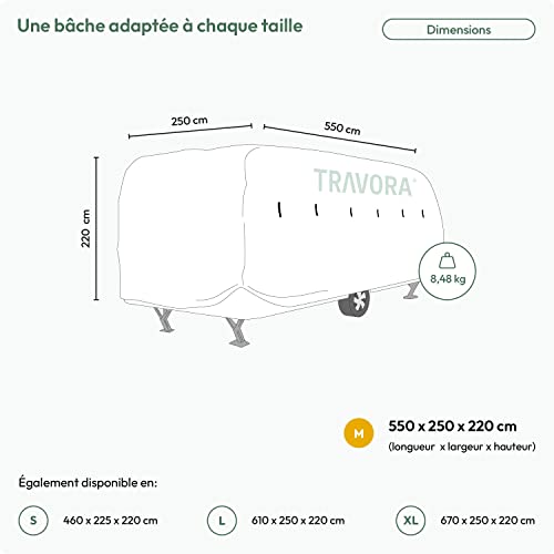 Protective Cover for Camper Vans, Caravan Cover, Camping Car Cover – Size M, Approx. 550 x 250 x 220 cm