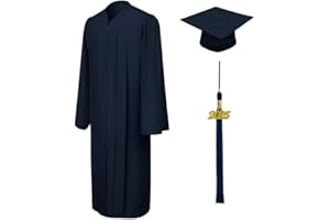 CLERKMANS Unisex Matte Graduation Cap Gown Tassel Package, High School and University