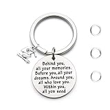 FEELMEM Graduation Gifts Behind You All Memories Before You All Your Dream Graduation Keychain Inspirational Graduates Gifts 2018, 2019 (Silver)