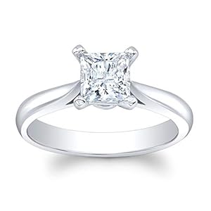 Women’s 14k white gold 2 carat Princess Cut White Sapphire engagement ring