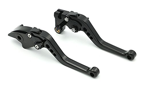 Alpha Rider CNC Motorcycle 6 Position Shorty Brake Clutch Levers For Kawasaki Z900 2017 , NINJA 650R / ER-6F 2017 , Z650 2017 Black Lever Black Regulator