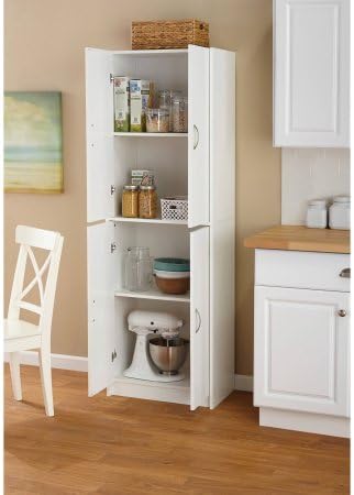 Amazon Com Mainstays 4 Shelf Multipurpose Storage Cabinet White Sports Outdoors