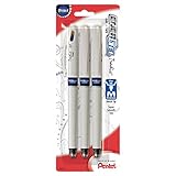 Pentel EnerGel Tradio Pearl Liquid Gel Pen, 0.7mm  Medium Line Capped, Blue Ink, 3 pack (BL117WBP3C)