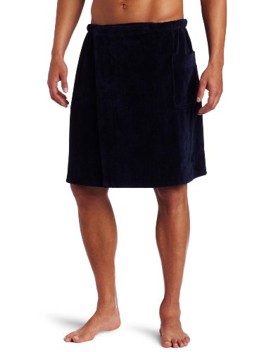 Majestic International Men's Basic Terry Velour Wrap Pajama Bottom, Navy, One Size