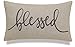 EURASIA DECOR Blessed Embroidered Decorative Lumbar Accent Throw Pillowcase - Bedroom, Living Room, Couch, New Home Decor - 12x20 Inches, Linen