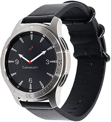 Carterjett Quick Release 22mm Samsung Galaxy Watch Band 46mm Compatible Genuine Leather Black NATO Gear S3 Frontier Classic Smartwatch Traditional ...