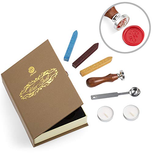 Mceal Vintage Wax Seal Stamp Kit, Silver Seal with Rosewood Handle, Gothic Letter V - Thumbnail 7